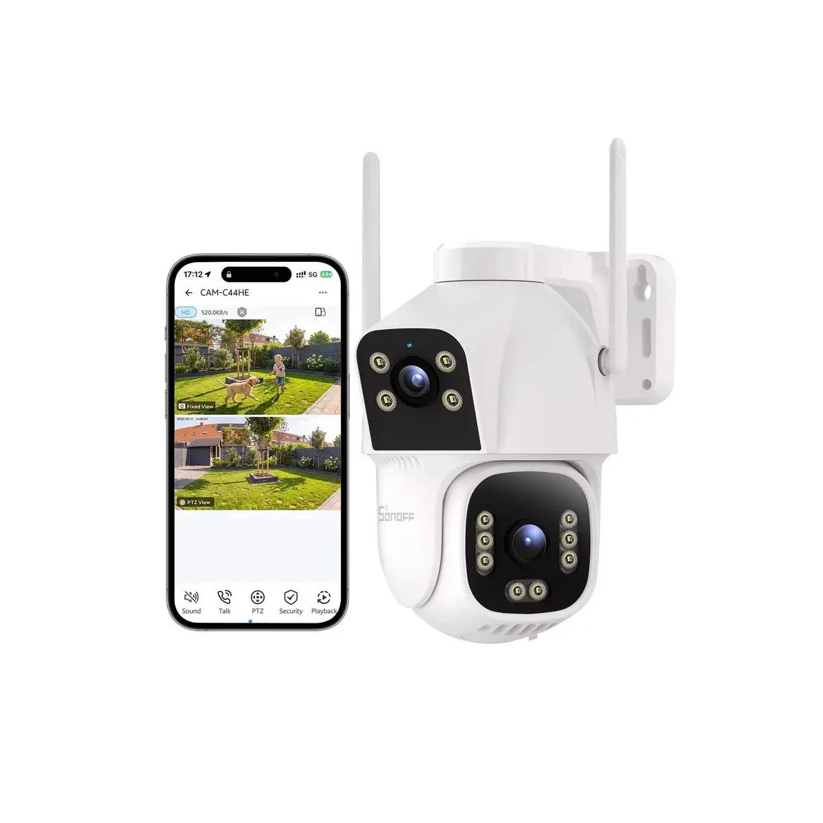 Sonoff Outdoor Duo utendørskamera med Zigbee-hub - CAM-C44HE