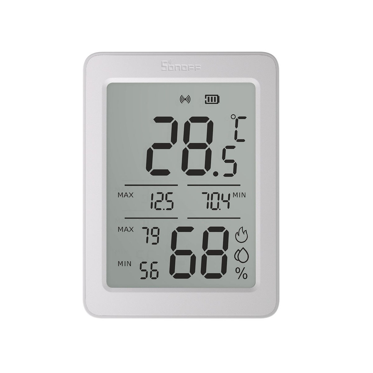 Sonoff temperatur- og fuktighetssensor, 3,6" LCD-display, Zigbee – SNZB-02DR2